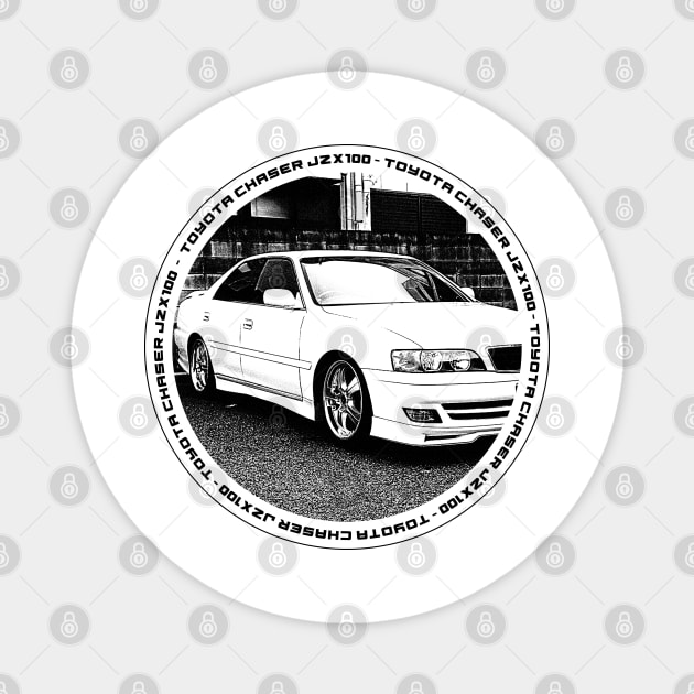 TOYOTA CHASER JZX100 Black 'N White 4 Magnet by Cero